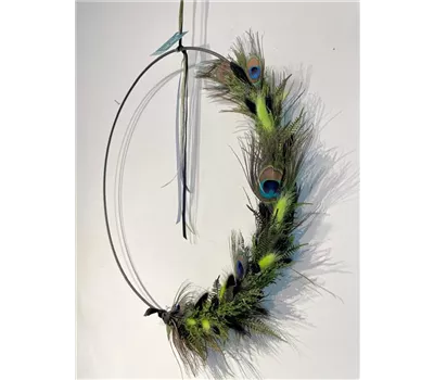 Trockenblumen, Loop, Trockenkranz "Pfauenfeder"